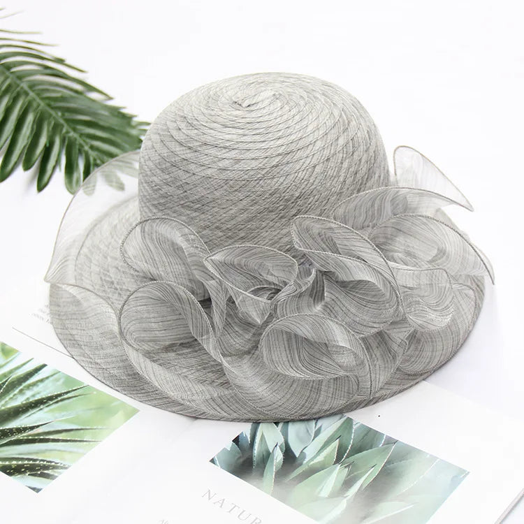 Summer hats for women Organza flower mesh sunshade hat vacation beach hat wide brimmed sun hat Sun protection sombreros de mujer