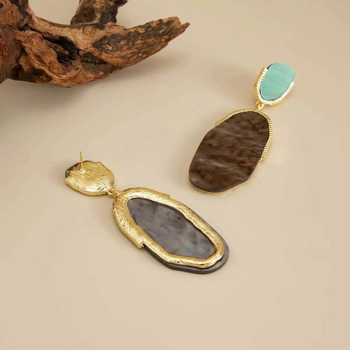 Trendy Simple Irregular Ellipse Resin Drop Earrings Women Retro Geometry Aesthetics Piercing Earrings New Year Jewelry
