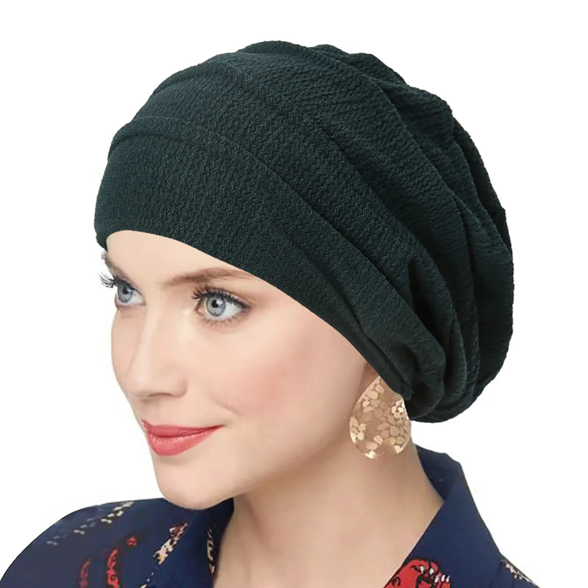 Summer Breathable Ruffled Women's Turban Hat Slouchy Baggy Hat Elastic Cloth Head Cap Female Head Wraps Muslim Headscarf Hats