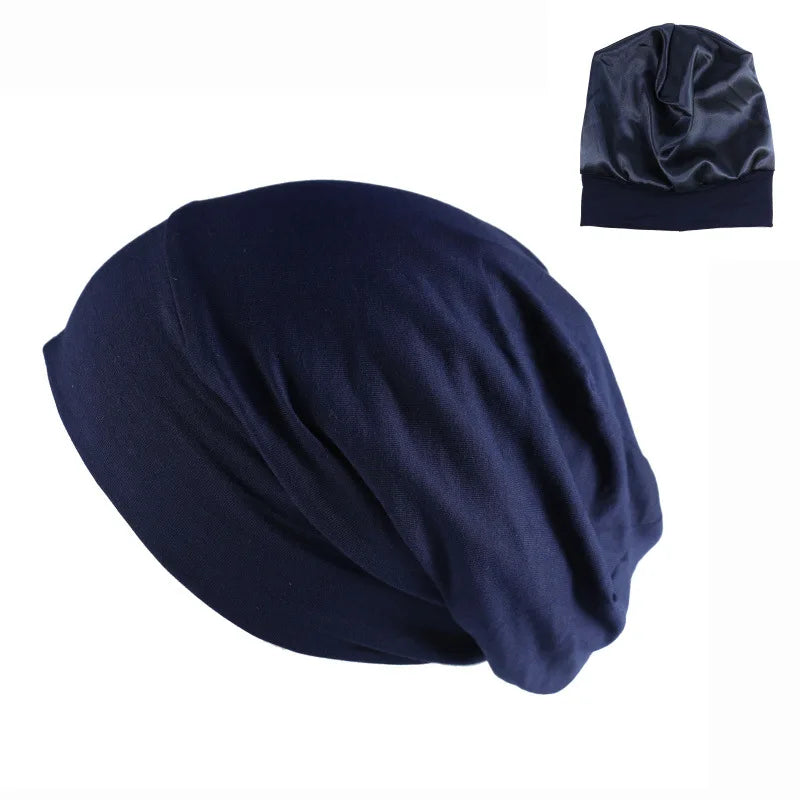Satin-Lined Sleeping Hair Cap – Double Layer, Elastic Fit & Your Hair’s New Best Friend 🌙✨