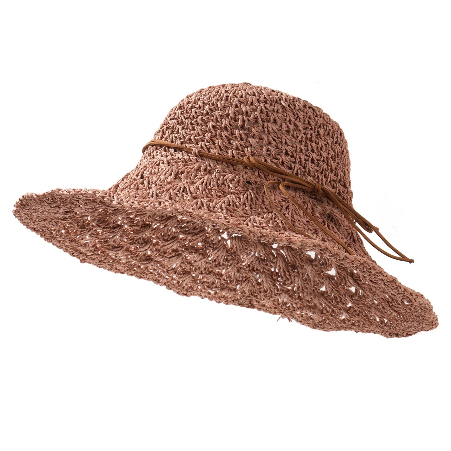 Women's Crochet Straw Hat with Bowknot, Wide Brim Summer Sun Hat for Beach, Travel & Outdoor Activities, Breathable Floppy Straw