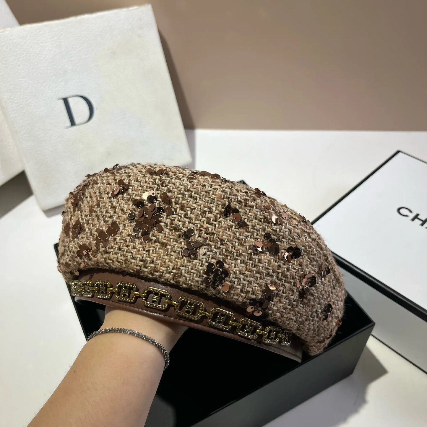 Floral Sequined Beret