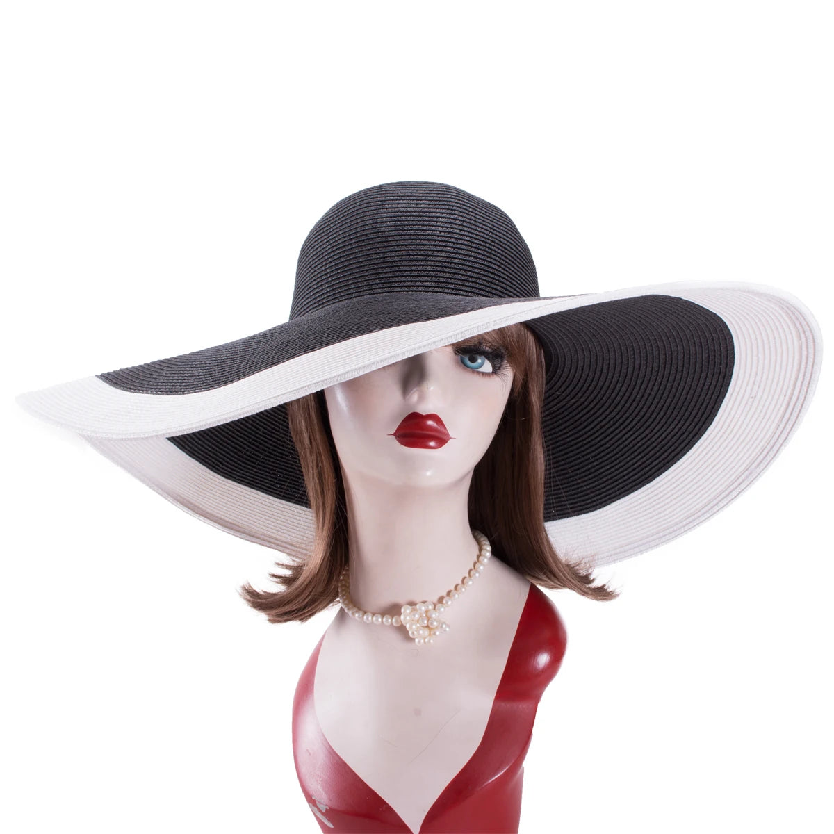 Lawliet 7.1''/18cm Foldable Oversized Huge Wide Brim Sun Beach Straw Hats Wedding Womens Floppy Party Dressy A330