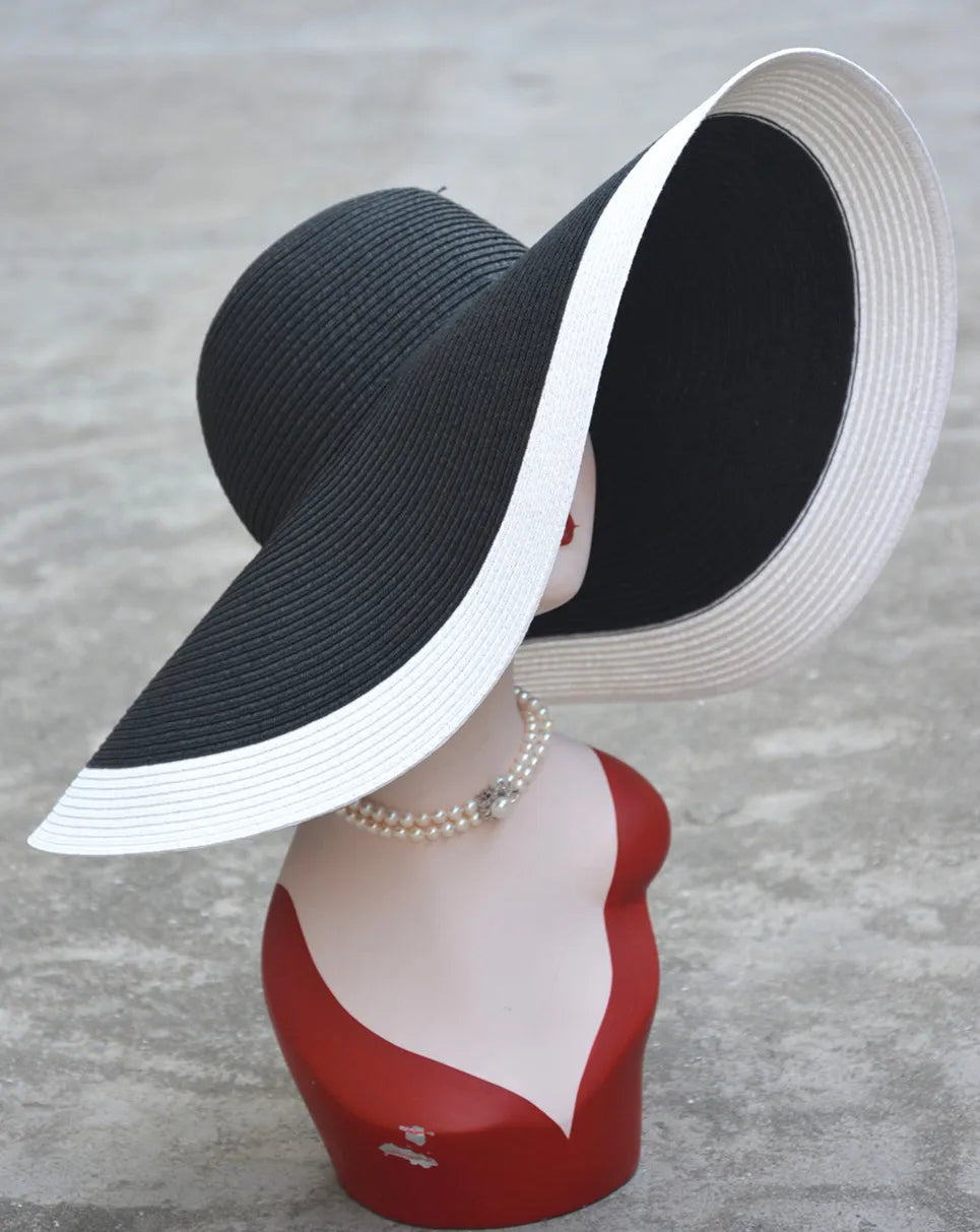 Lawliet 7.1''/18cm Foldable Oversized Huge Wide Brim Sun Beach Straw Hats Wedding Womens Floppy Party Dressy A330
