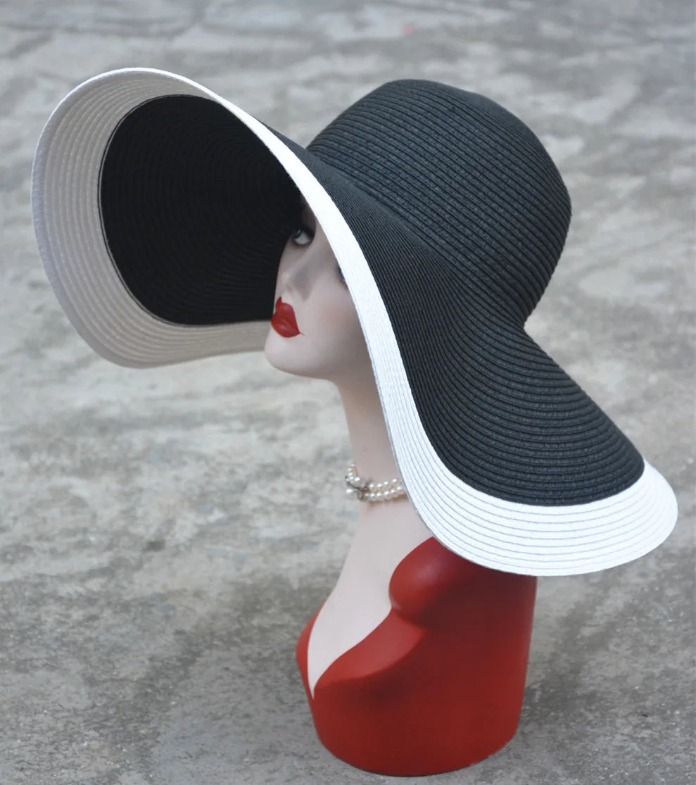Lawliet 7.1''/18cm Foldable Oversized Huge Wide Brim Sun Beach Straw Hats Wedding Womens Floppy Party Dressy A330