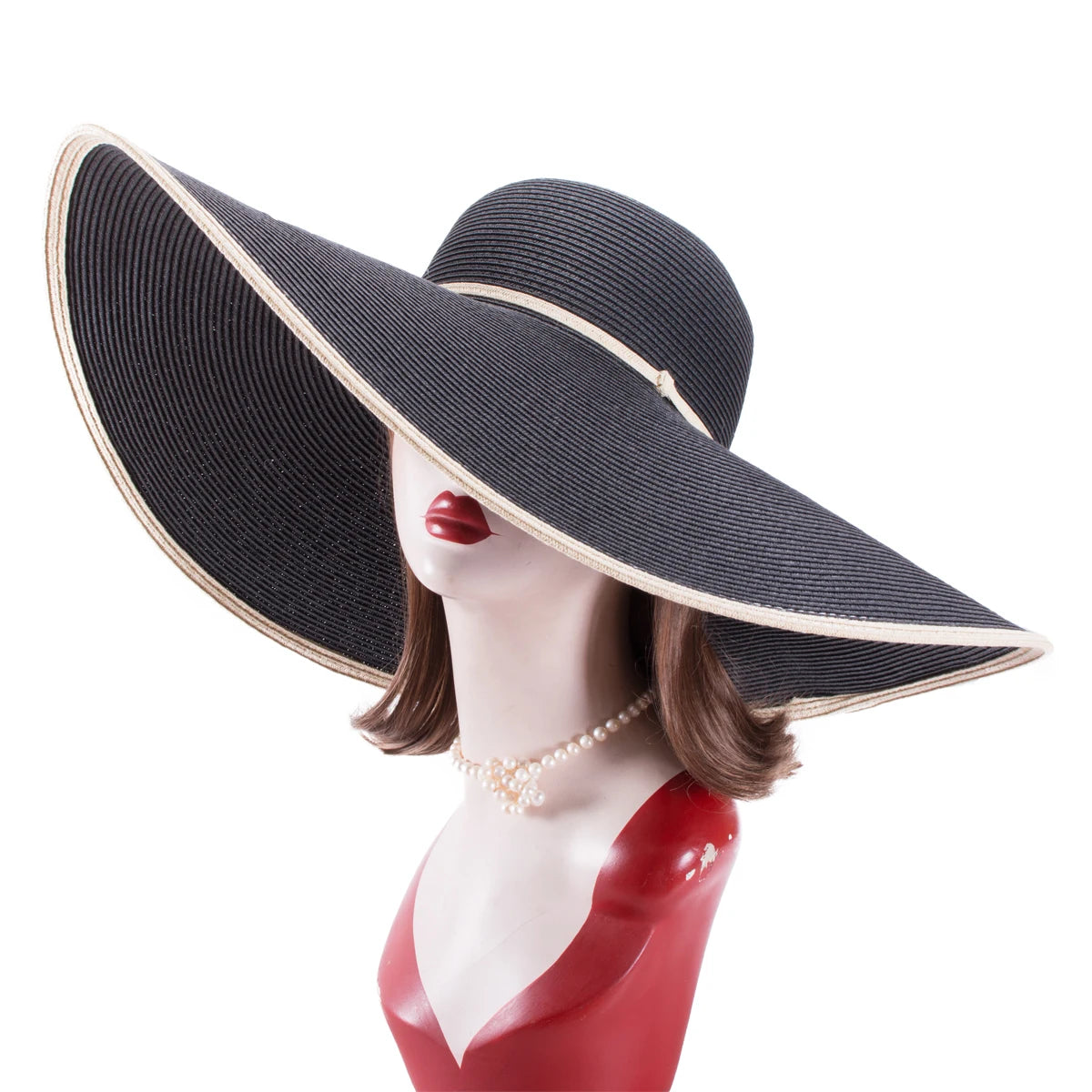 Lawliet 7.1''/18cm Foldable Oversized Huge Wide Brim Sun Beach Straw Hats Wedding Womens Floppy Party Dressy A330