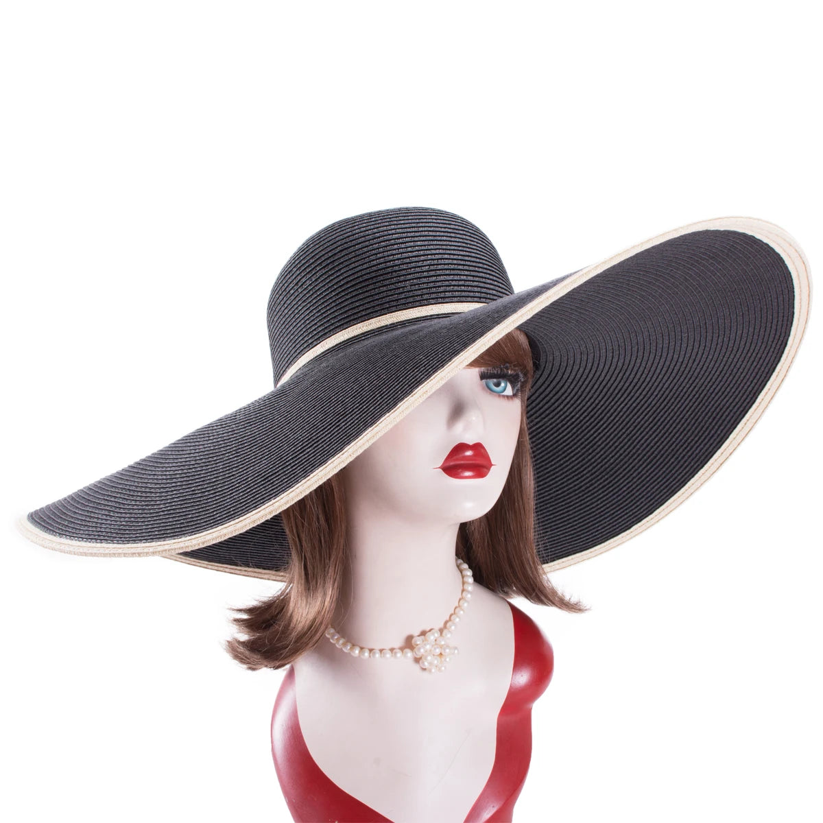 Lawliet 7.1''/18cm Foldable Oversized Huge Wide Brim Sun Beach Straw Hats Wedding Womens Floppy Party Dressy A330