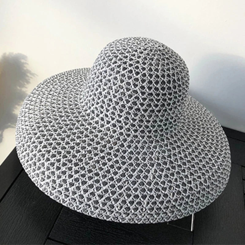 Wide Brim Patchwork Straw Sun Hat — Beach & Festival Fave
