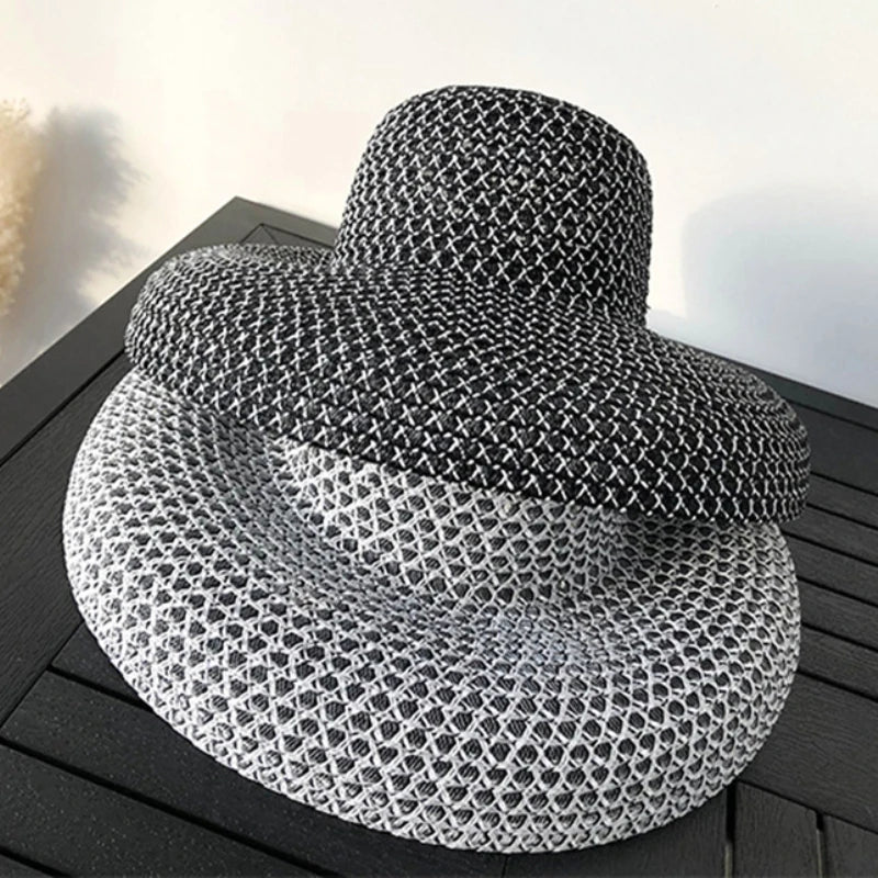 Wide Brim Patchwork Straw Sun Hat — Beach & Festival Fave