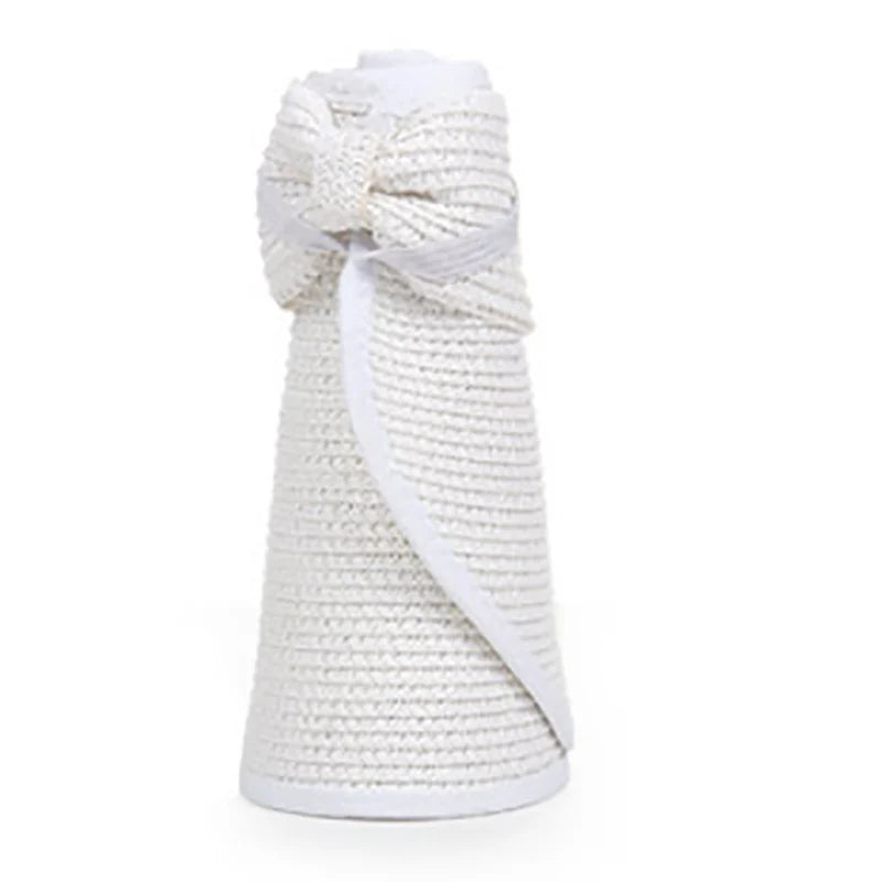 Foldable Wide Brim Straw Visor Hat — UV Protection Beach Sun Hat for Women