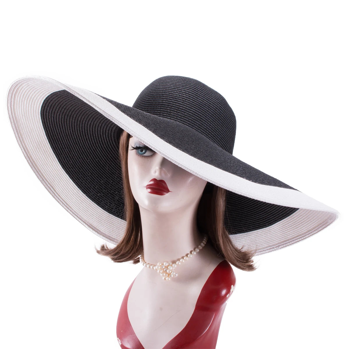 Lawliet 7.1''/18cm Foldable Oversized Huge Wide Brim Sun Beach Straw Hats Wedding Womens Floppy Party Dressy A330