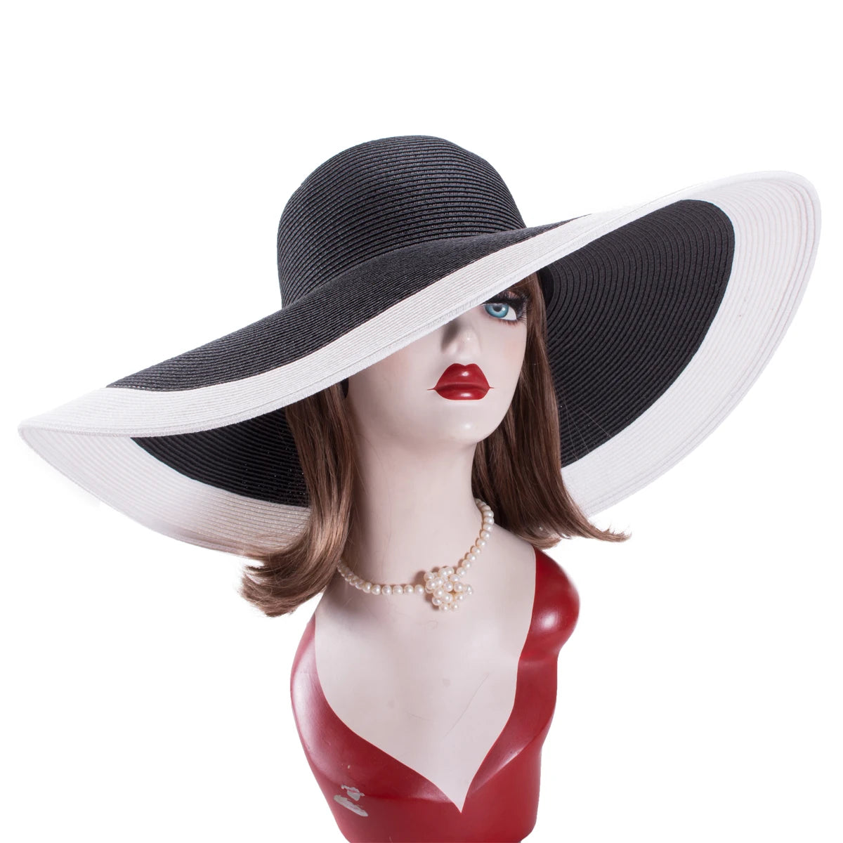 Lawliet 7.1''/18cm Foldable Oversized Huge Wide Brim Sun Beach Straw Hats Wedding Womens Floppy Party Dressy A330