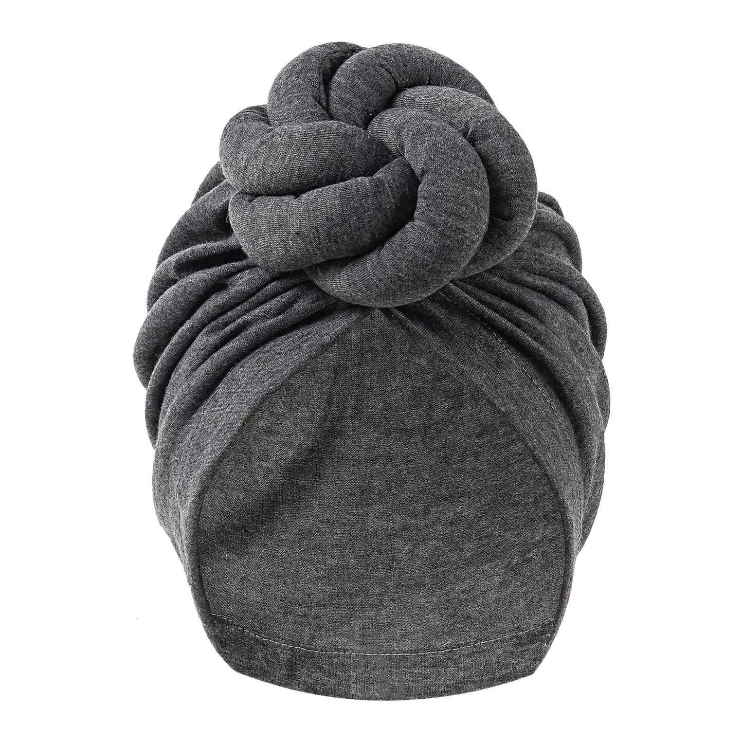 New Pre-Made Knotted Turban Hat Solid Color Head Wraps Elegant Pleated Beanies Headscarf For Women Turban