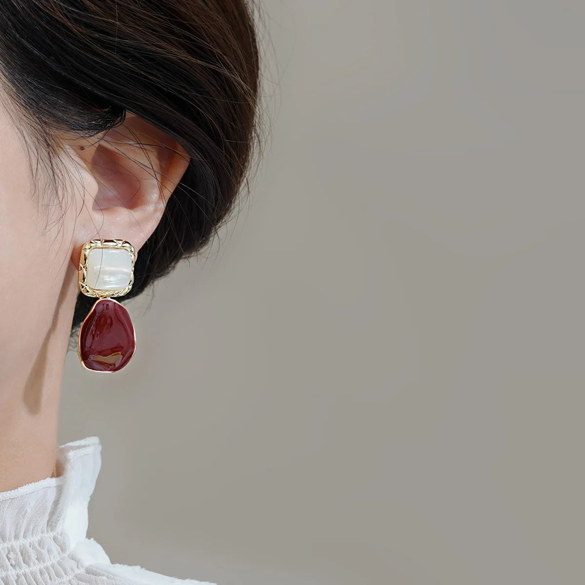 Retro Pearl Drop Earrings | Elegant Geometric Stud Earrings for Women
