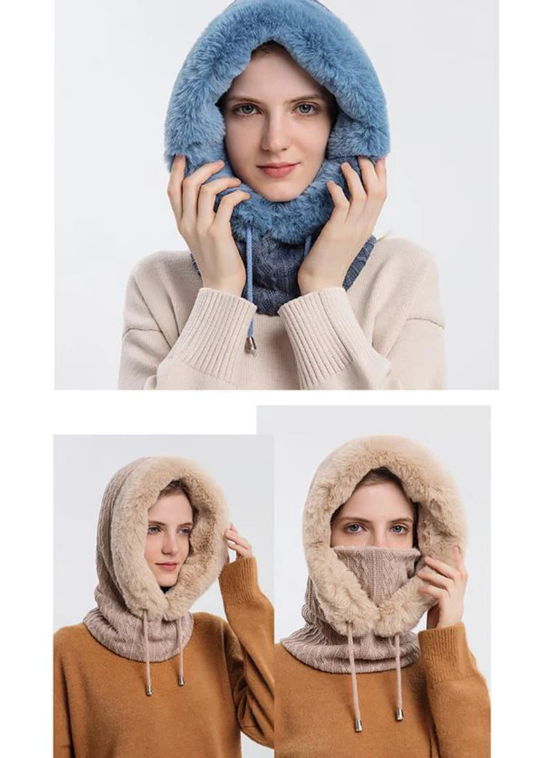 Knitted Balaclava Beanie Hat – Built-In Face Mask, Hood & Neck Scarf for the Woman Who Does It All ❄️🧶