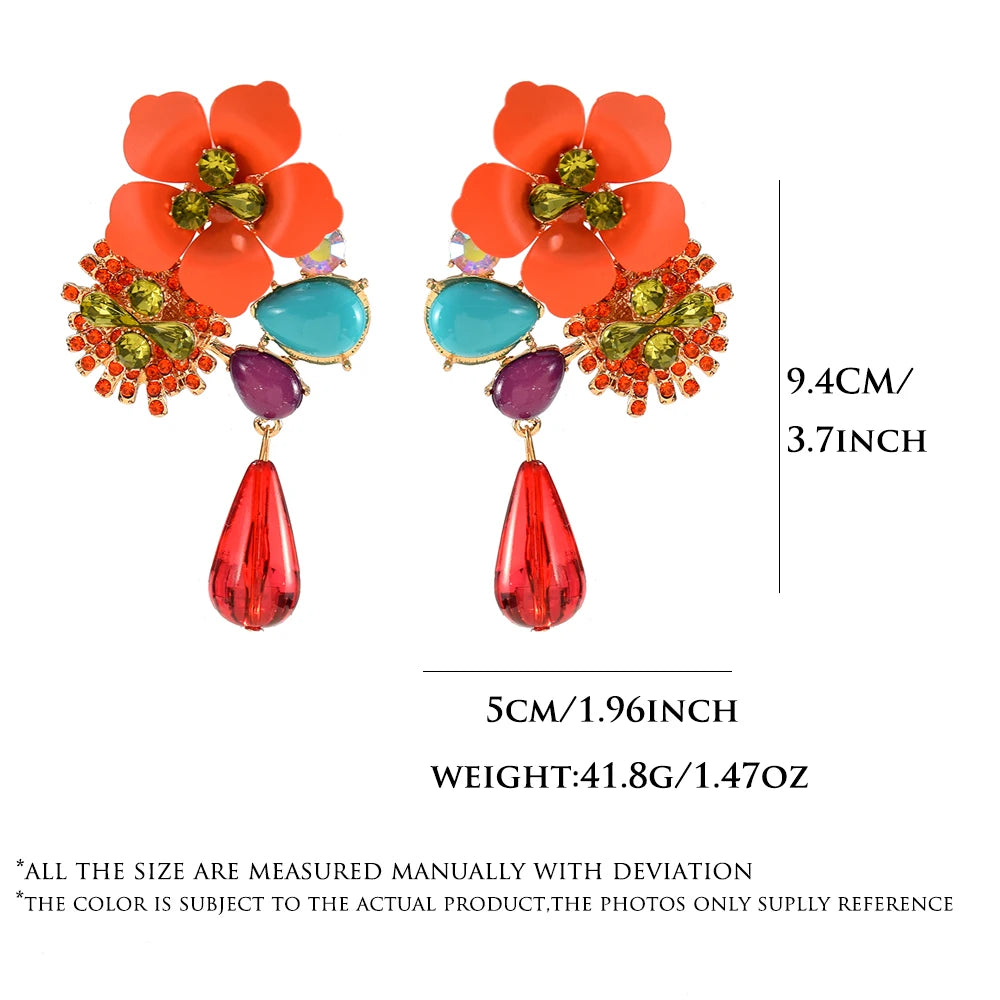 Beaded Acrylic Flower Drop Earrings — Baroque Beauty Meets Bold Energy 🌸✨