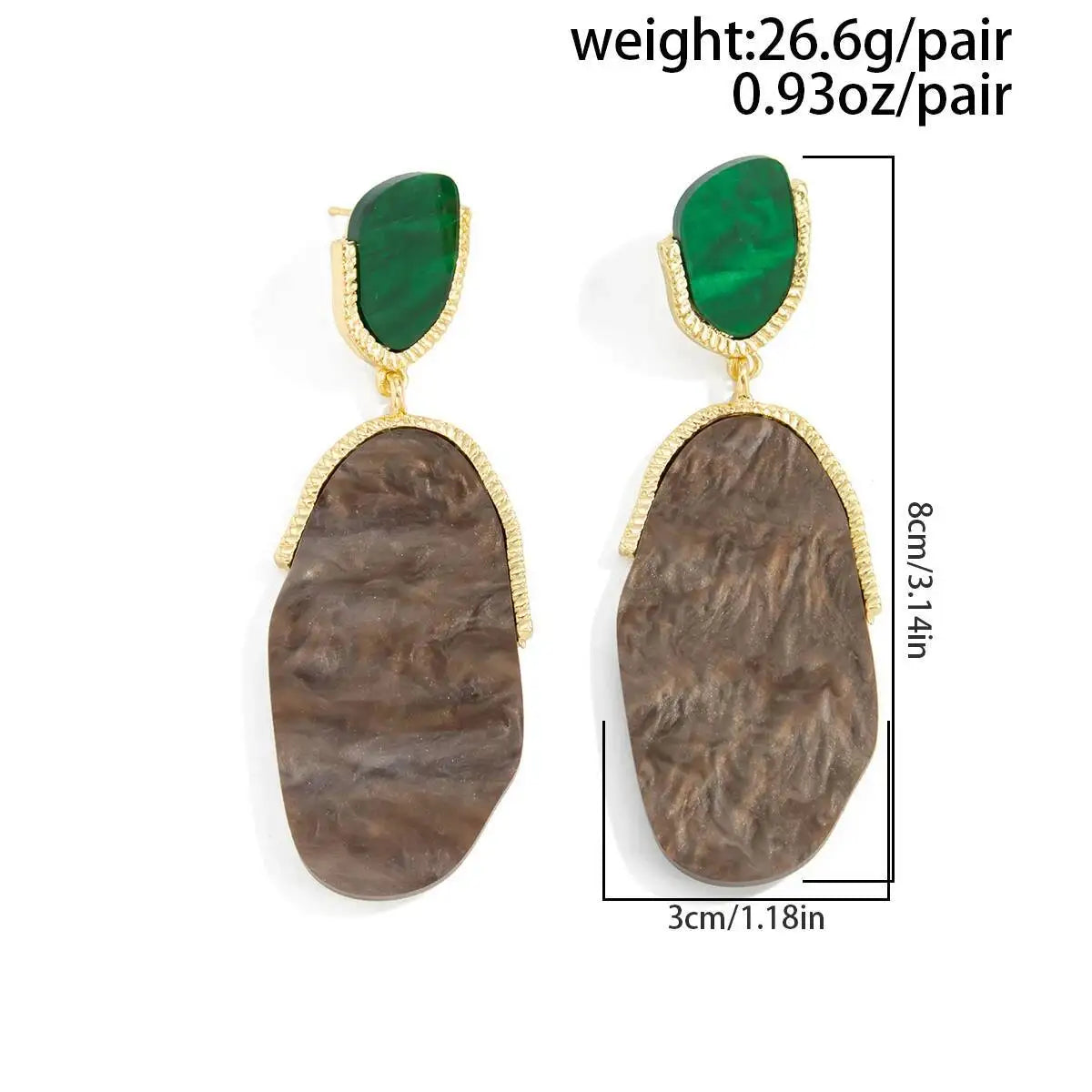 Trendy Simple Irregular Ellipse Resin Drop Earrings Women Retro Geometry Aesthetics Piercing Earrings New Year Jewelry