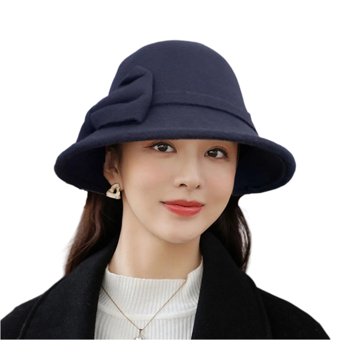 Wool Hat Trendy Bucket Hat Versatile Vintage British Hat Fashionable Women Winter Warm Headwear Retro Elegant Chic Round Top