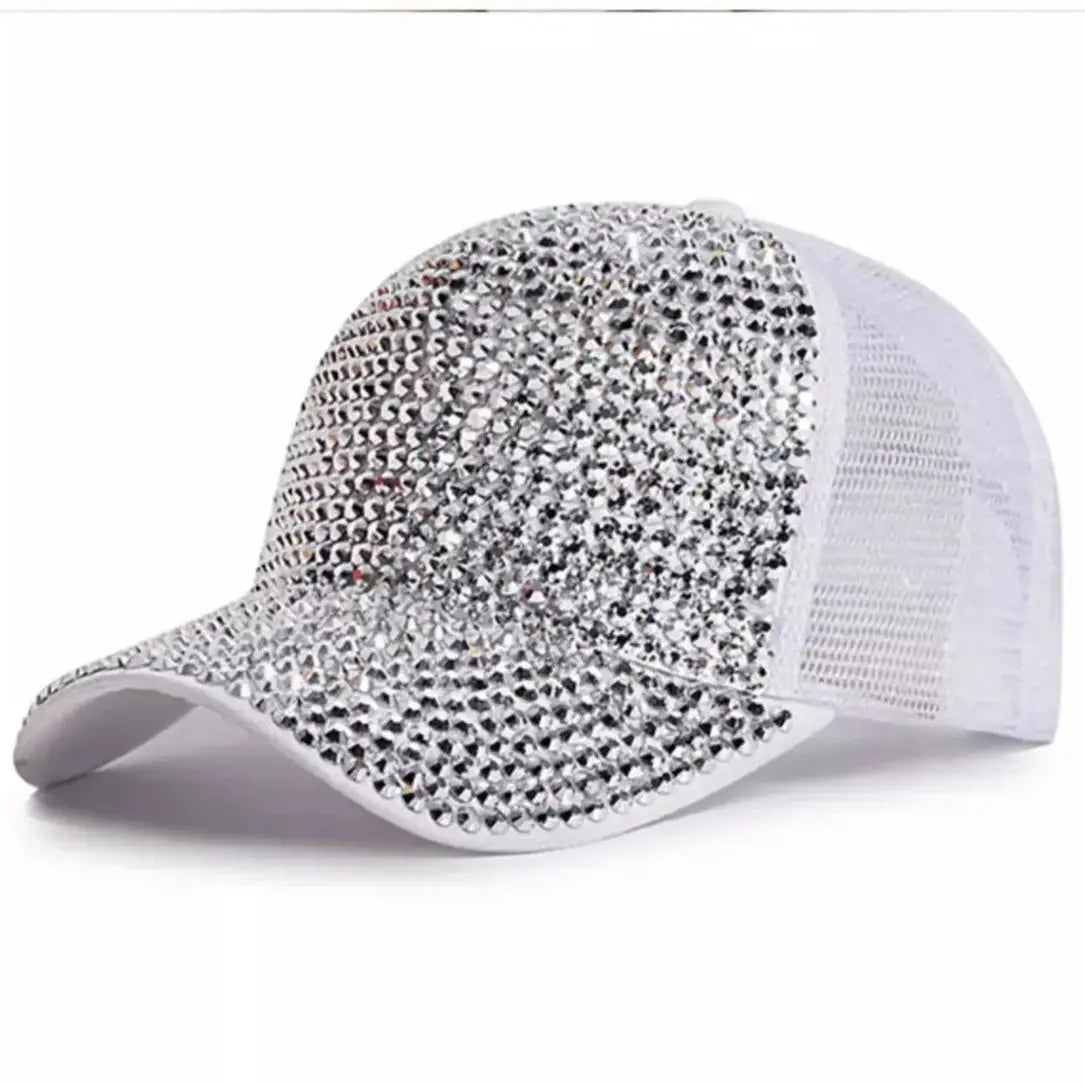 Baseball Cap Women Full Rhinestone Beads Mesh Cap Street Fashion Snapback Hats Casual Party Hip Hop Kpop Dance Cap Men Summer