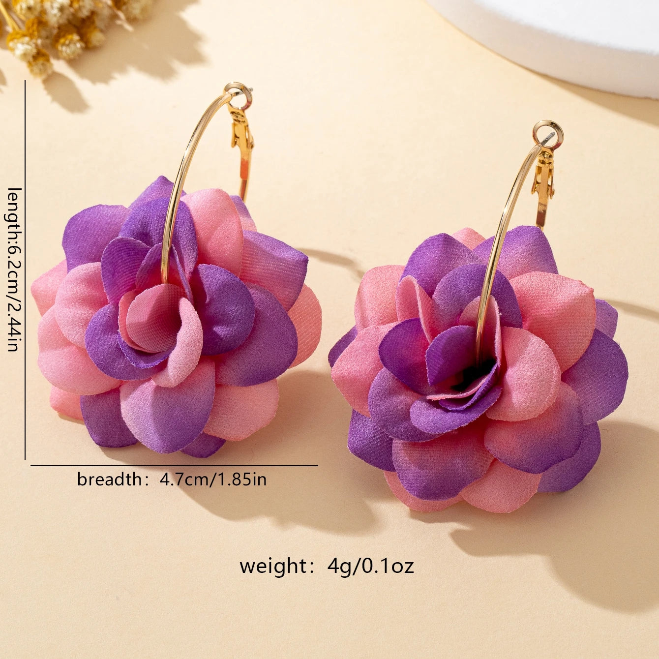 3D Fabric Flower Hoop Earrings — Cute, Romantic & Always On-Trend 🌸