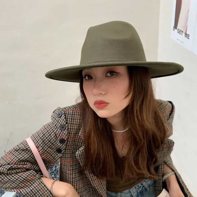Hat Women Hat Luxury Hats for Women Fashion Formal Wedding Decorate Camel Panama Cap Jazz Flat Brim Top Fedora Hat Gorras