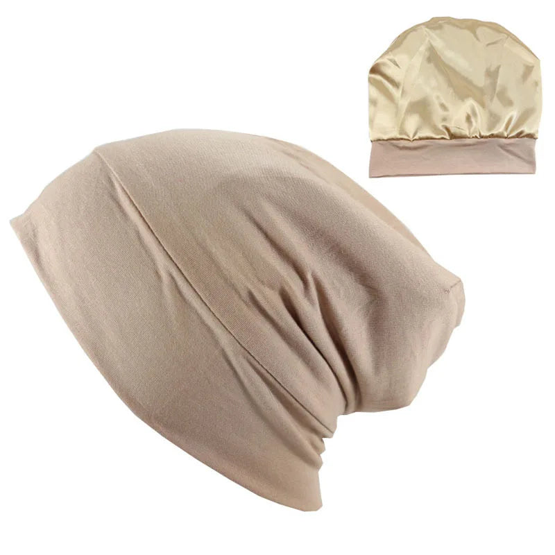 Satin-Lined Sleeping Hair Cap – Double Layer, Elastic Fit & Your Hair’s New Best Friend 🌙✨