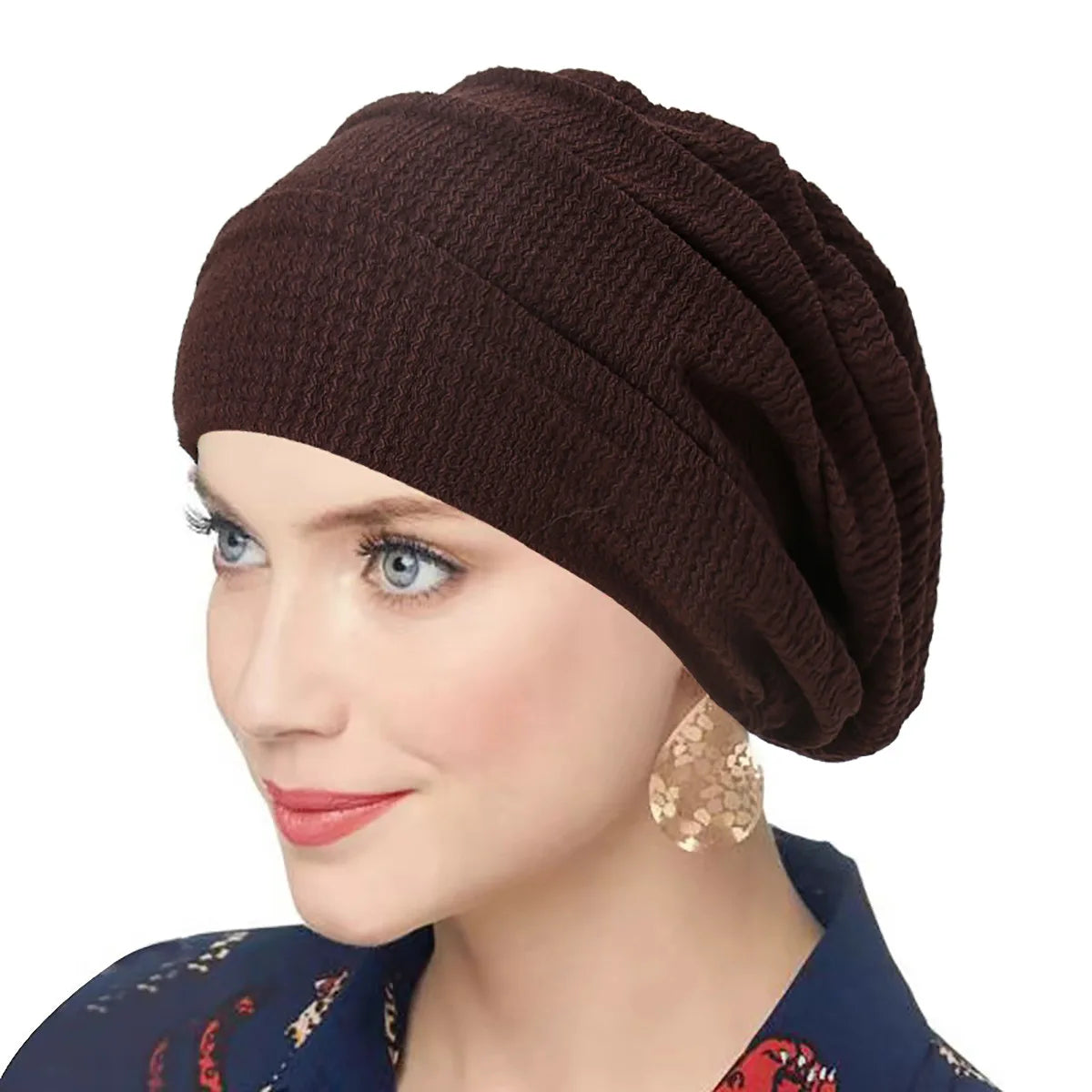 Summer Breathable Ruffled Women's Turban Hat Slouchy Baggy Hat Elastic Cloth Head Cap Female Head Wraps Muslim Headscarf Hats