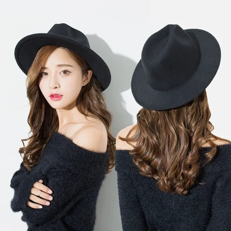 Hat Women Hat Luxury Hats for Women Fashion Formal Wedding Decorate Camel Panama Cap Jazz Flat Brim Top Fedora Hat Gorras