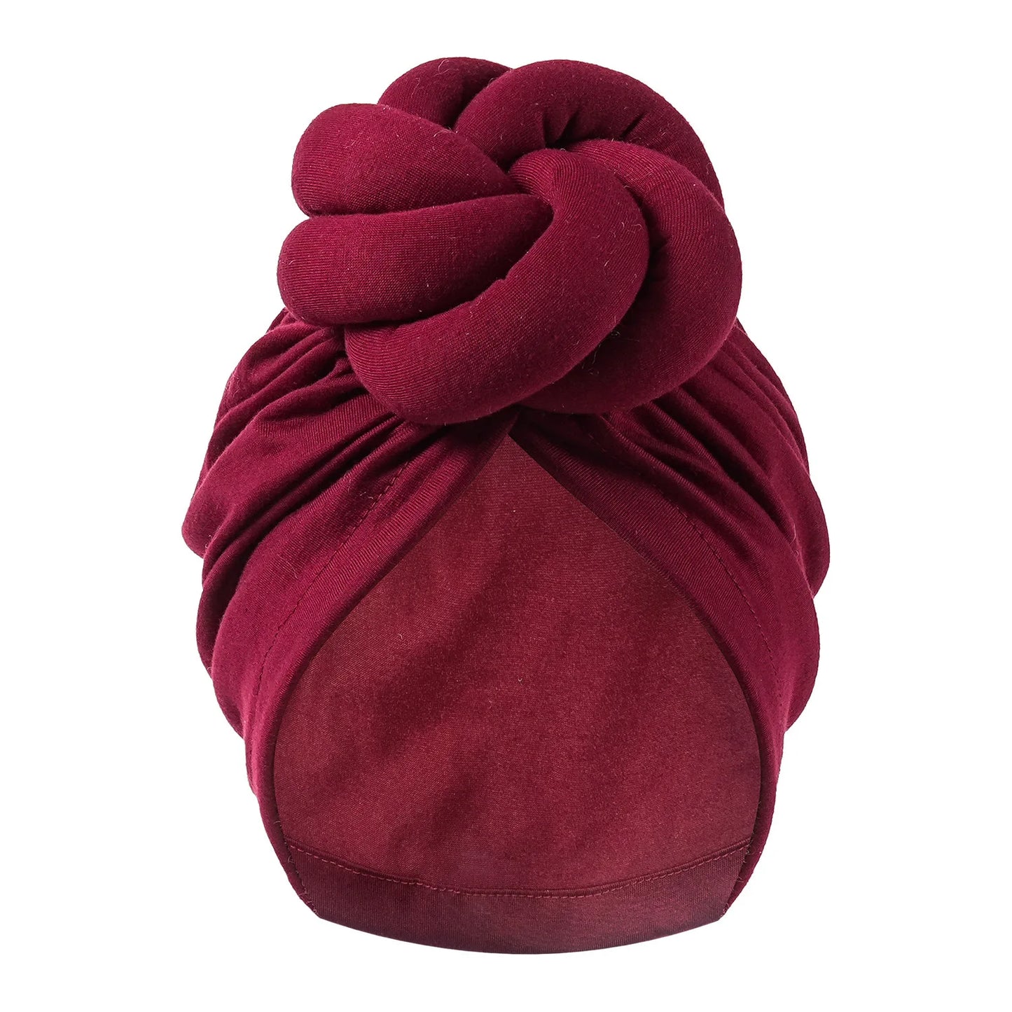 New Pre-Made Knotted Turban Hat Solid Color Head Wraps Elegant Pleated Beanies Headscarf For Women Turban
