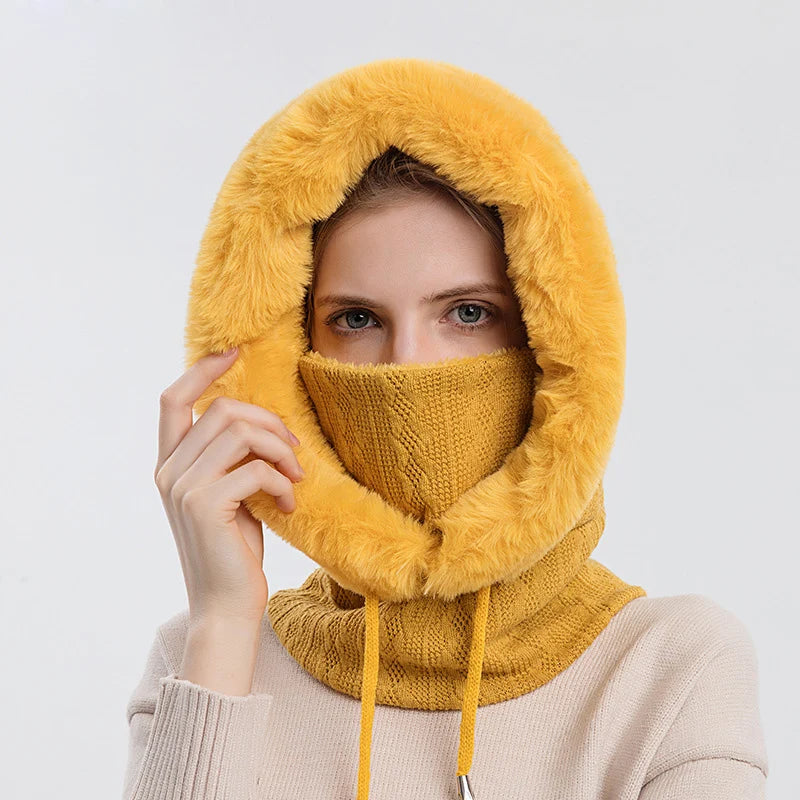 Knitted Balaclava Beanie Hat – Built-In Face Mask, Hood & Neck Scarf for the Woman Who Does It All ❄️🧶
