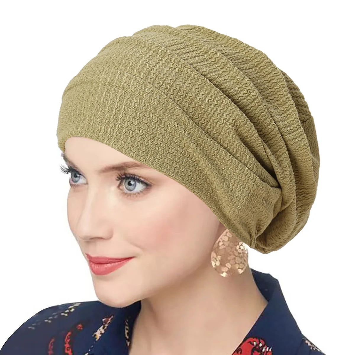 Summer Breathable Ruffled Women's Turban Hat Slouchy Baggy Hat Elastic Cloth Head Cap Female Head Wraps Muslim Headscarf Hats