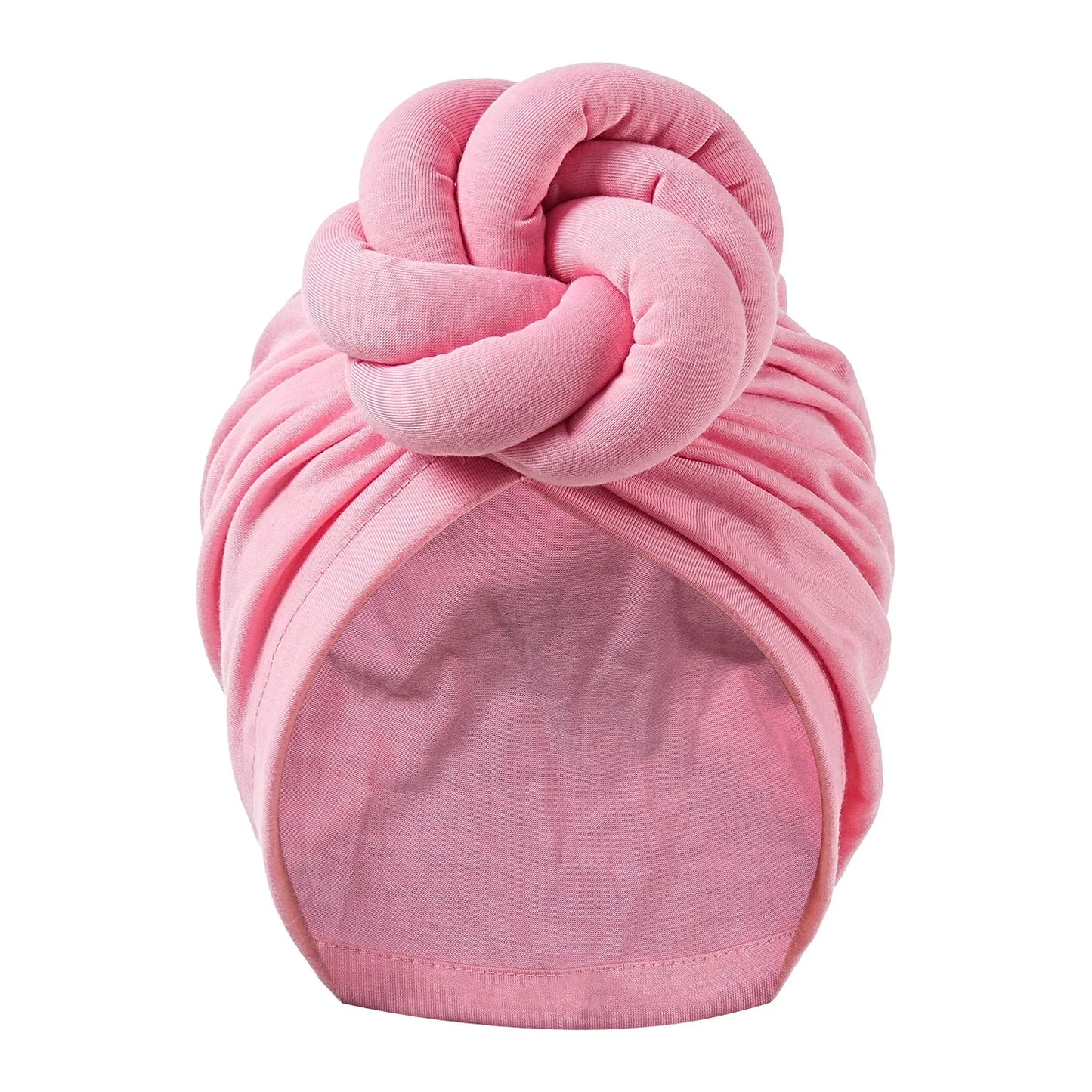 New Pre-Made Knotted Turban Hat Solid Color Head Wraps Elegant Pleated Beanies Headscarf For Women Turban