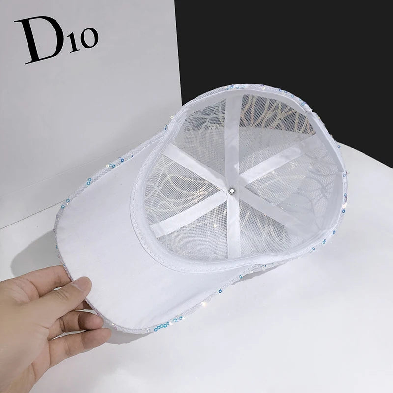 Mesh Spangle Design Hip Hop Casual Cap