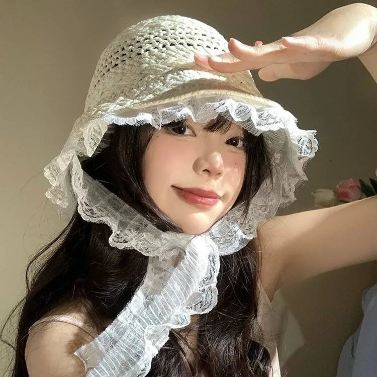 Summer Beach Sun Straw Hats for Women Wide Brim Packable Travel Bucket Hats UPF 50+