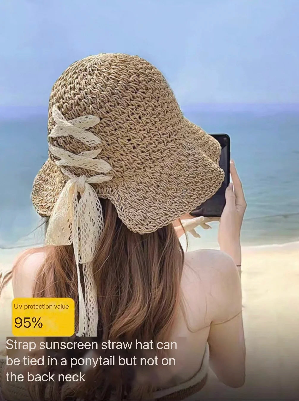2025 New Women's Braided Straw Fisherman Hat UPF50+ Breathable Summer Beach Vacation Sun Protection Wide Brim Adjustable