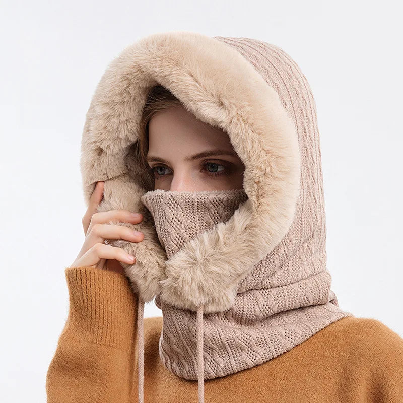 Knitted Balaclava Beanie Hat – Built-In Face Mask, Hood & Neck Scarf for the Woman Who Does It All ❄️🧶