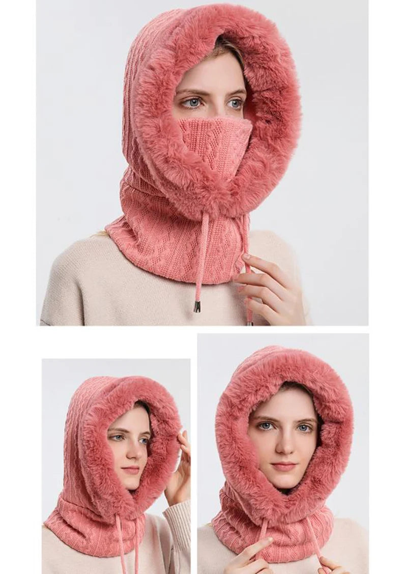 Knitted Balaclava Beanie Hat – Built-In Face Mask, Hood & Neck Scarf for the Woman Who Does It All ❄️🧶