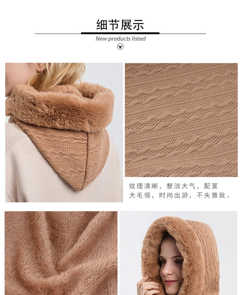 Knitted Balaclava Beanie Hat – Built-In Face Mask, Hood & Neck Scarf for the Woman Who Does It All ❄️🧶