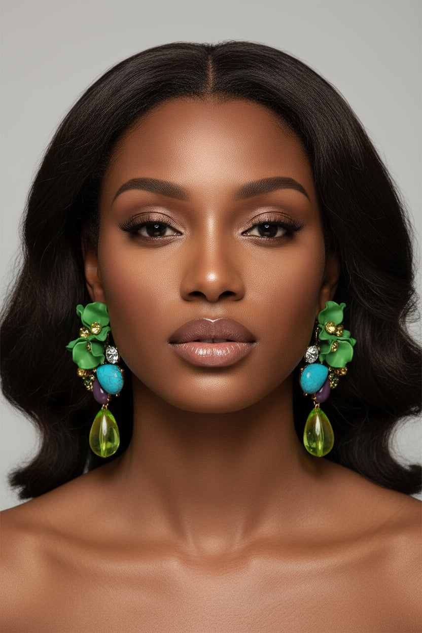 Beaded Acrylic Flower Drop Earrings — Baroque Beauty Meets Bold Energy 🌸✨