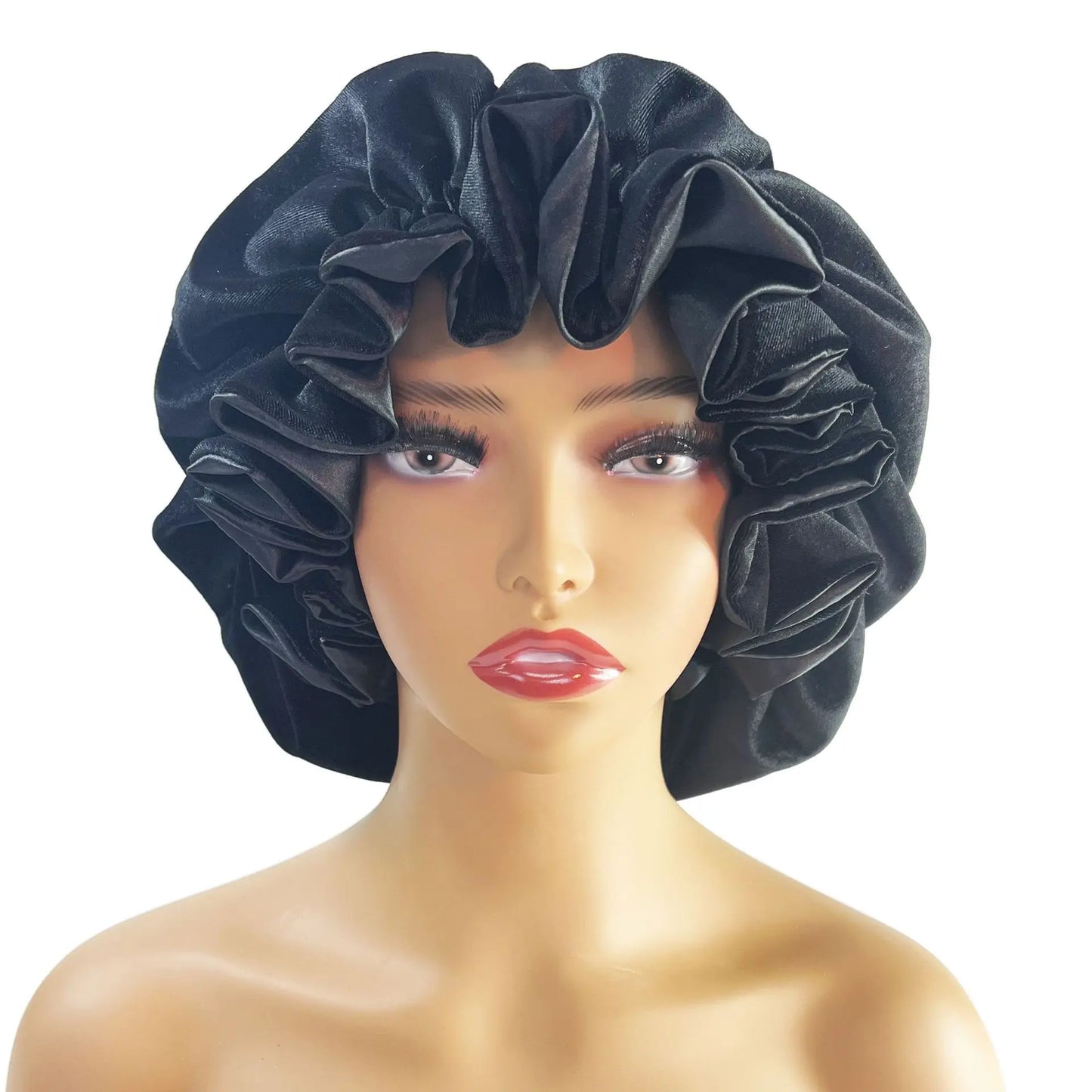 Winter Velvet Bonnet's Double Layer Thickening Velvet+Satin Sleep Cap Warm Nightcap Big Bonnet Sleeping Cap