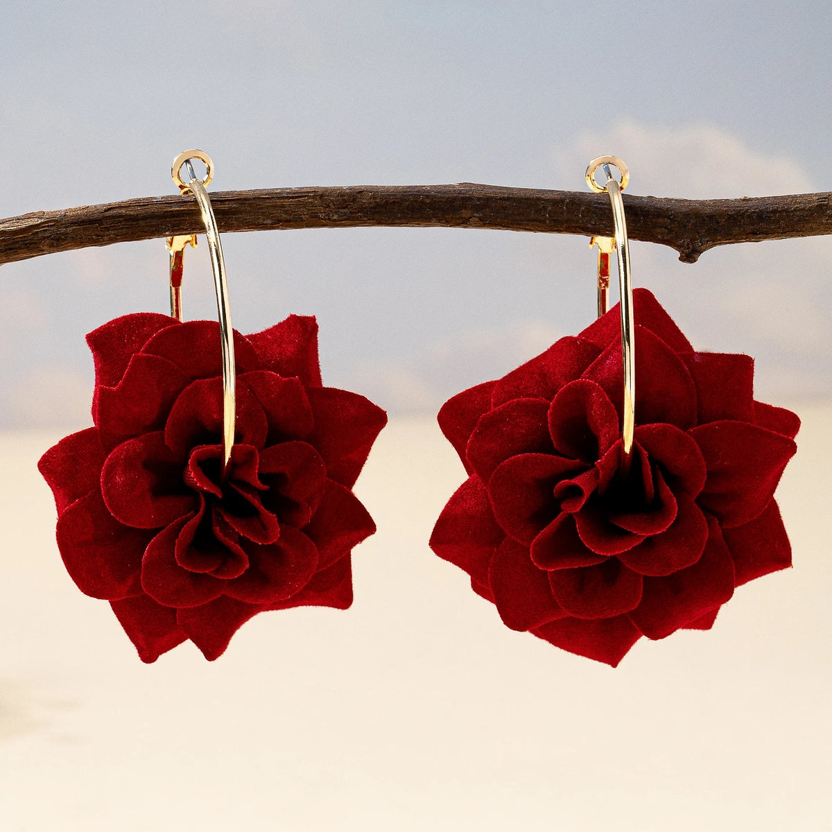 3D Fabric Flower Hoop Earrings — Cute, Romantic & Always On-Trend 🌸