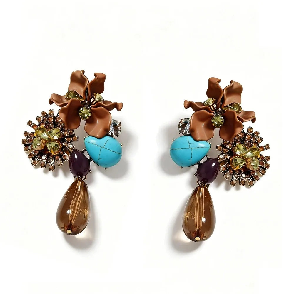 Beaded Acrylic Flower Drop Earrings — Baroque Beauty Meets Bold Energy 🌸✨