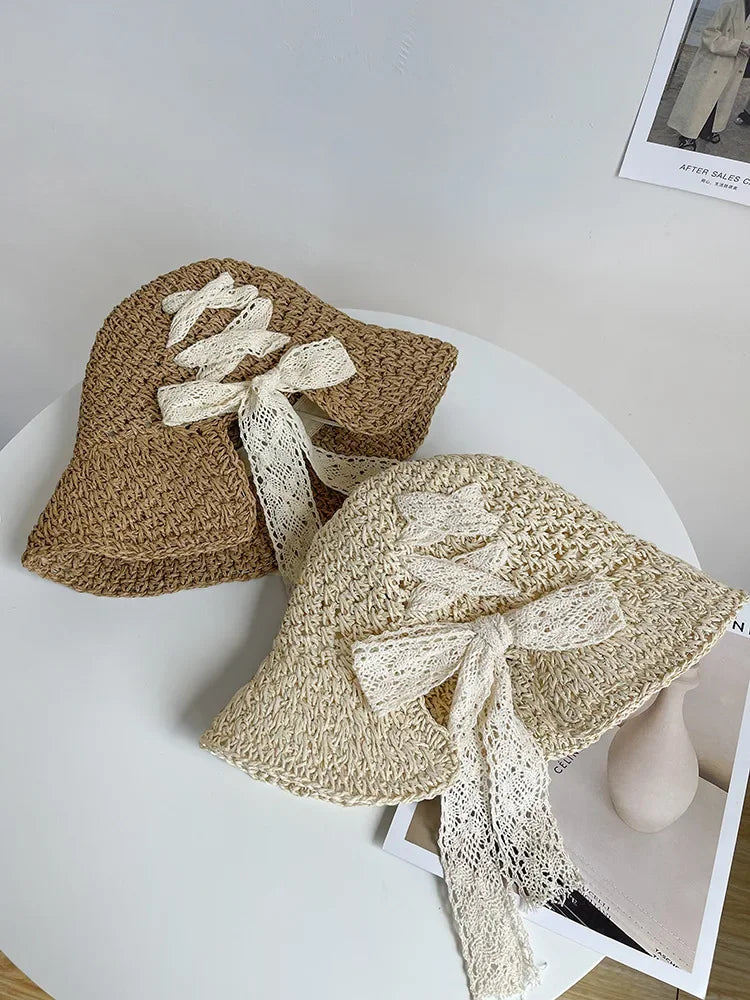 2025 New Women's Braided Straw Fisherman Hat UPF50+ Breathable Summer Beach Vacation Sun Protection Wide Brim Adjustable