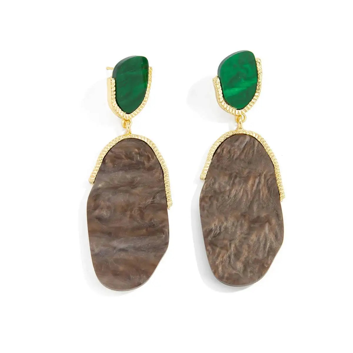 Trendy Simple Irregular Ellipse Resin Drop Earrings Women Retro Geometry Aesthetics Piercing Earrings New Year Jewelry