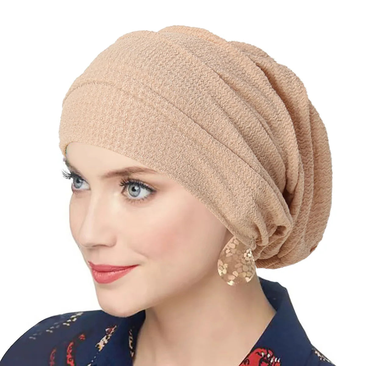 Summer Breathable Ruffled Women's Turban Hat Slouchy Baggy Hat Elastic Cloth Head Cap Female Head Wraps Muslim Headscarf Hats