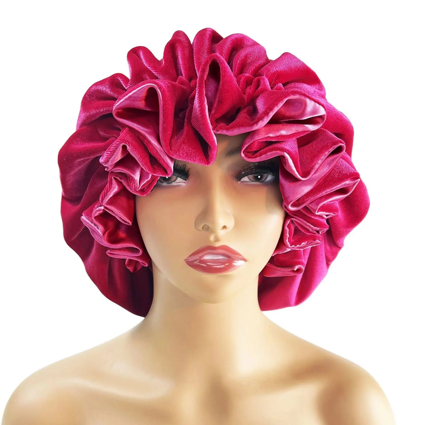 Winter Velvet Bonnet's Double Layer Thickening Velvet+Satin Sleep Cap Warm Nightcap Big Bonnet Sleeping Cap