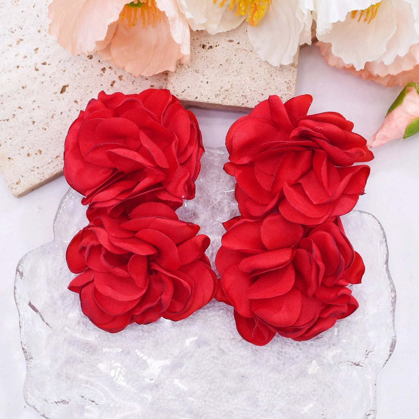 Oversized Fabric Rose Stud Earrings – Big Blooms, Bigger Energy 🌹✨