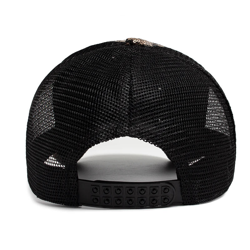 Leopard Spangle Mesh Baseball Cap – Sun Protection, Adjustable Fit & Giving Baddie Outdoor Energy 🐆☀️