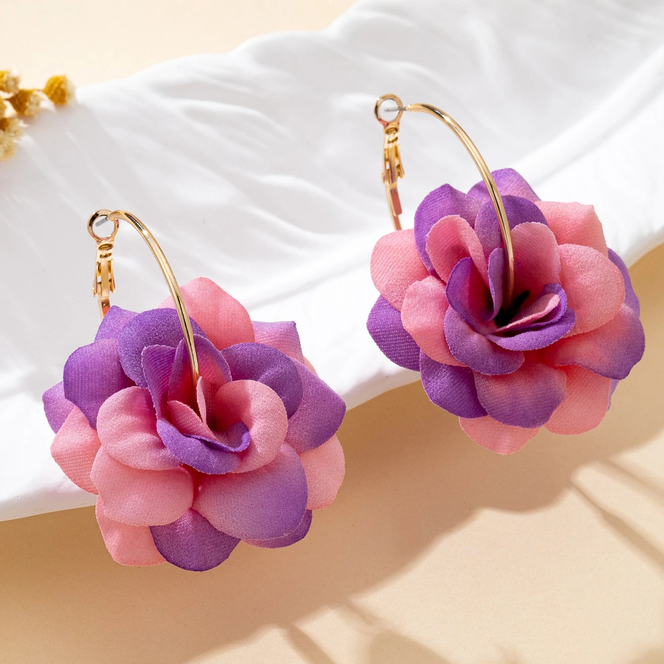 3D Fabric Flower Hoop Earrings — Cute, Romantic & Always On-Trend 🌸