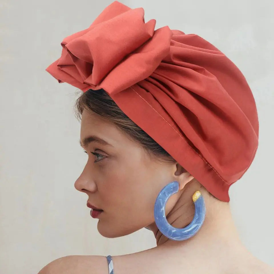 Elegant Retro Turban for Women Headscarf Cap Soild Color Ladies Beanies Caps